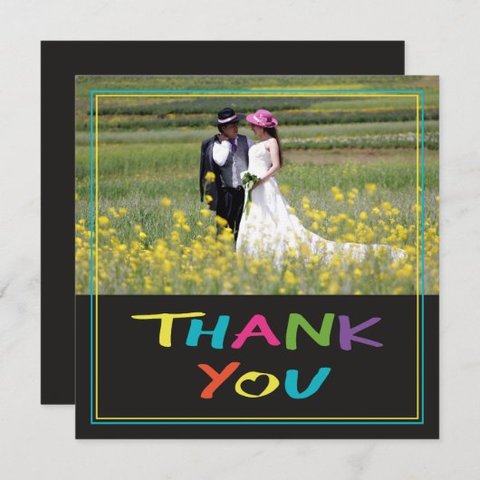 Kleurrijke "brief met een hart" trouwfoto bedankkaart (Voorkant / Achterkant)