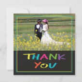 Kleurrijke "brief met een hart" trouwfoto bedankkaart (Voorkant)