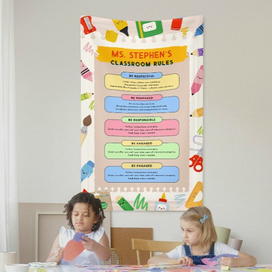 Kleurrijke Briefpapier lerarenklasregels Spandoek