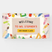 Kleurrijke Briefpapier Teacher Classroom Welkomstb Spandoek (Horizontaal)