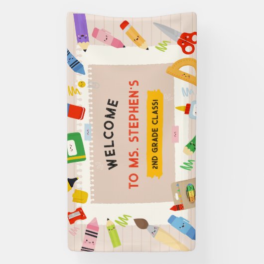 Kleurrijke Briefpapier Teacher Classroom Welkomstb Spandoek (Verticaal)