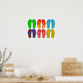 Kleurrijke Bright Beach Teenslippers Poster (Keuken)
