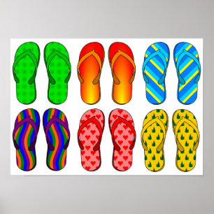Kleurrijke Bright Beach Teenslippers Poster
