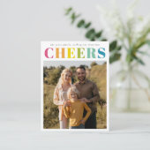 Kleurrijke Bright Cheers Kerstfoto Vakantie Briefkaart (Staand voorkant)