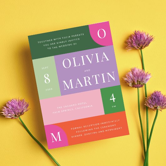 Kleurrijke Bright en Bold Sinaasappel en Roze Brui Kaart