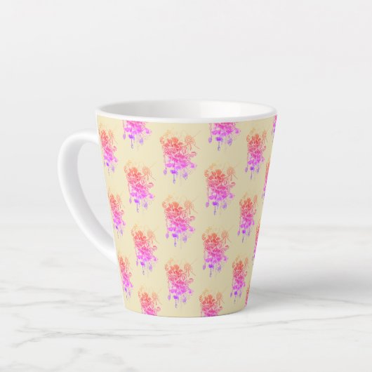 kleurrijke Bright Floral Abstract Latte Mok (Linkerhoek)