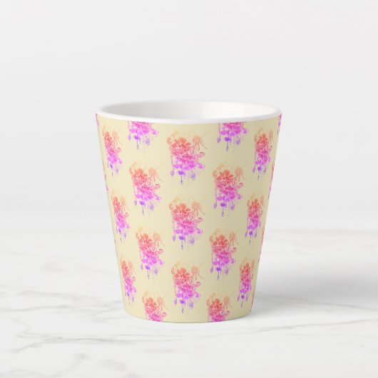 kleurrijke Bright Floral Abstract Latte Mok (Voorkant)