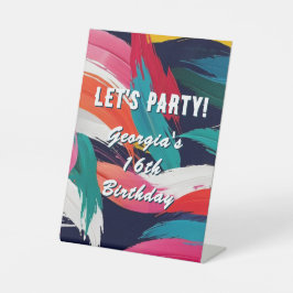 Kleurrijke Bright Fun 16e Verjaardagsfeest Welkom Reclamebord Met Voetstuk