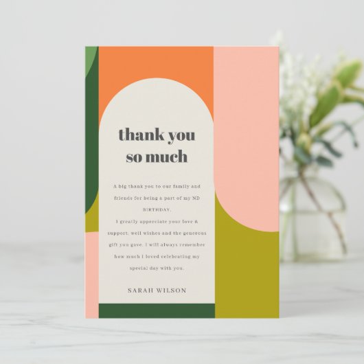 Kleurrijke Bright Groovy Retro Arch Elke dag van d Bedankkaart (Staand voorkant)