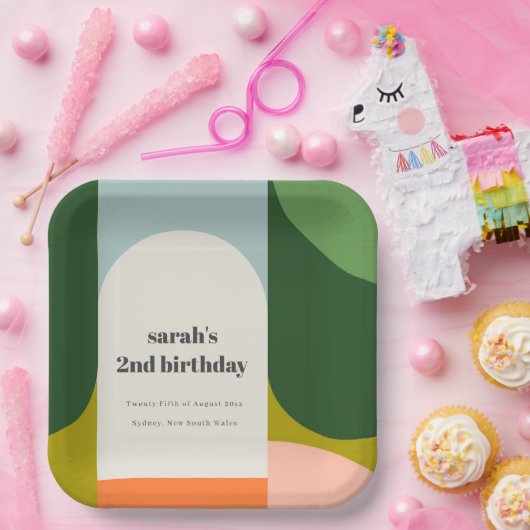 Kleurrijke Bright Groovy Retro Arch Elke dag van d Papieren Bordje (Feest)