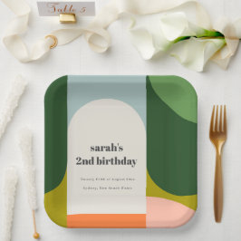 Kleurrijke Bright Groovy Retro Arch Elke dag van d Papieren Bordje