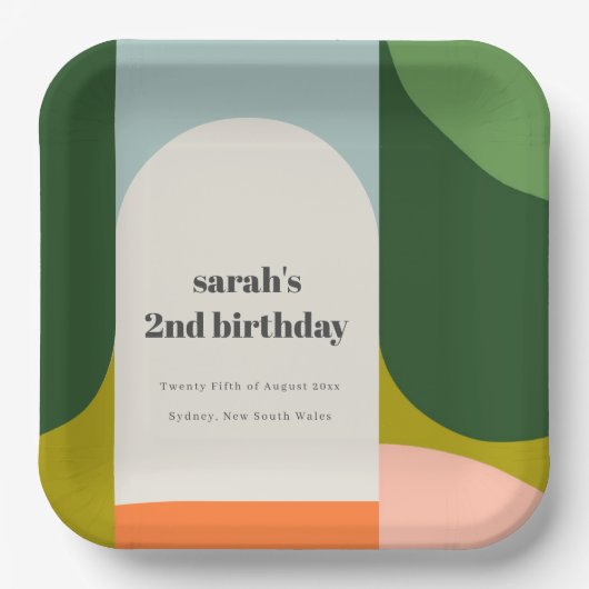 Kleurrijke Bright Groovy Retro Arch Elke dag van d Papieren Bordje (Voorkant)