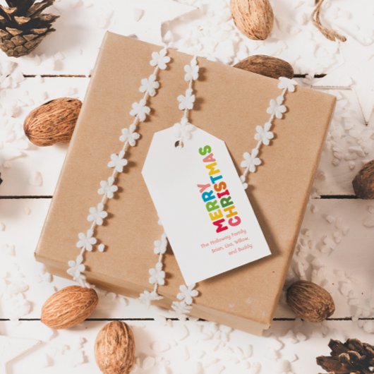 Kleurrijke & Bright Merry Christmas Family Gift La Cadeaulabel