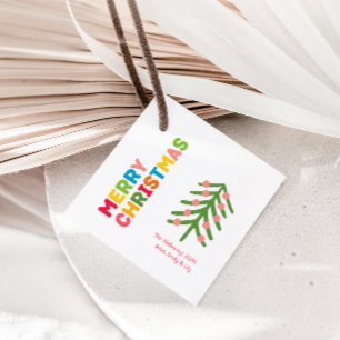 Kleurrijke & Bright Merry Christmas Square Gift La Bedankjes Labels