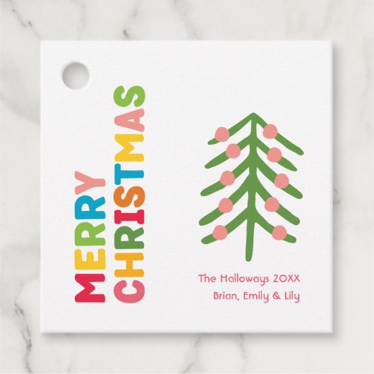 Kleurrijke & Bright Merry Christmas Square Gift La Bedankjes Labels (Voorkant)