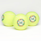 Kleurrijke Bright Mosaic Border Monogrammed Tennisballen (Multi)