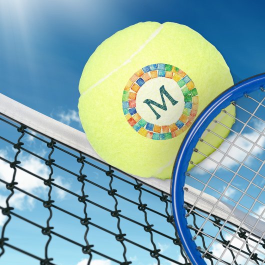 Kleurrijke Bright Mosaic Border Monogrammed Tennisballen