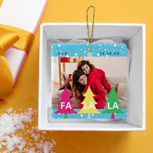 Kleurrijke Bright Neon Fa La Christmas Foto Keramisch Ornament