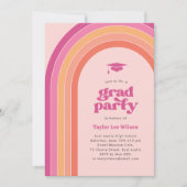 Kleurrijke Bright Pink en Oranje Graduation Party Kaart (Voorkant)