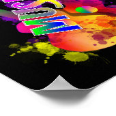 Kleurrijke Bright Popping Guitar Music Paint Splat Poster (Hoek)