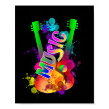 Kleurrijke Bright Popping Guitar Music Paint Splat
