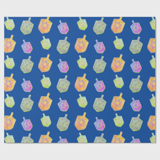 Kleurrijke Bright Spinning Star Dreidels Hanukkah Cadeaupapier (Vlak)