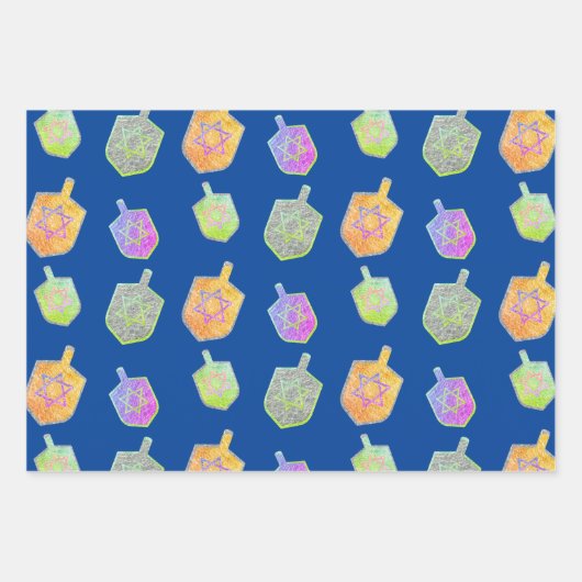 Kleurrijke Bright Spinning Star Dreidels Hanukkah Inpakpapier Vel (Voorkant 2)