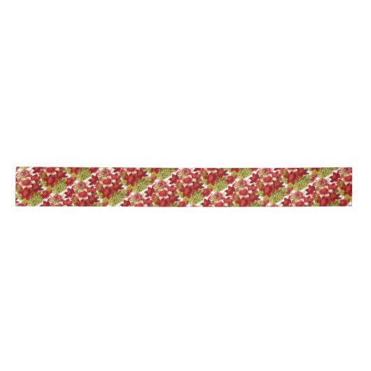 Kleurrijke Bright Strawberry Floral Satijnen Lint (Voorkant)