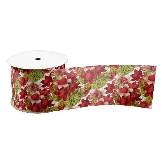 Kleurrijke Bright Strawberry Floral Satijnen Lint (Spoel)