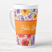 Kleurrijke Bright Summer bloementuin bloei Latte Mok (Linkerhoek)