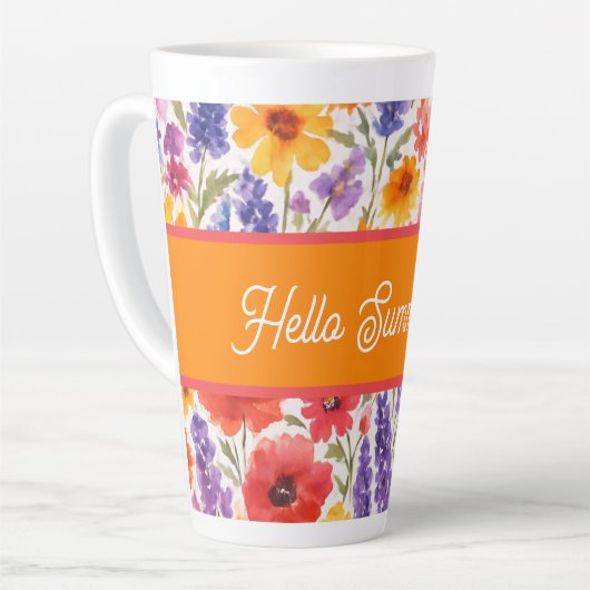 Kleurrijke Bright Summer bloementuin bloei Latte Mok (Linkerhoek)