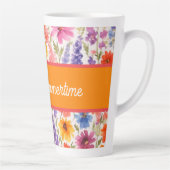 Kleurrijke Bright Summer bloementuin bloei Latte Mok (Rechts)