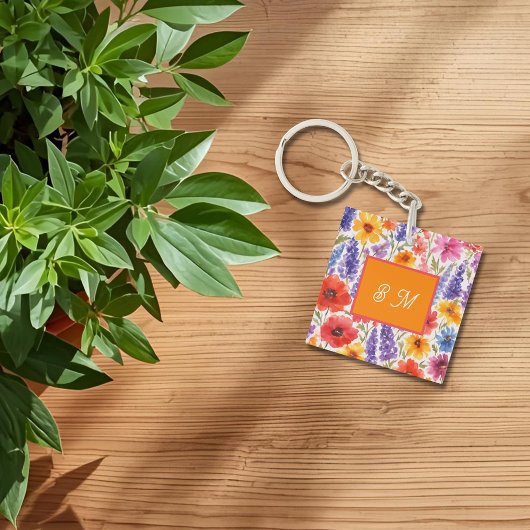 Kleurrijke Bright Summer bloementuin bloei Sleutelhanger