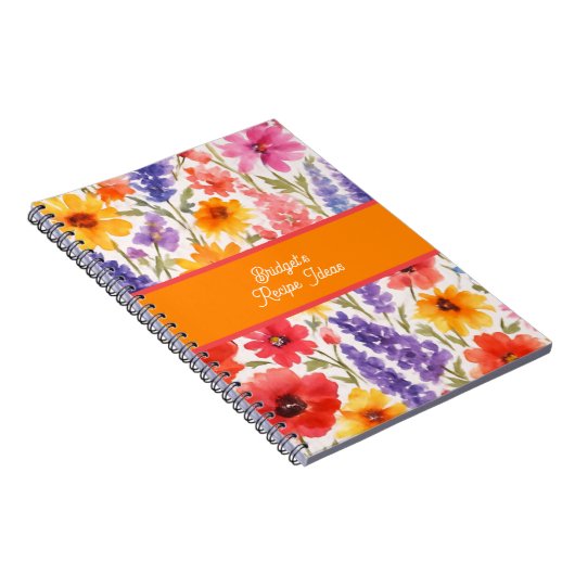 Kleurrijke Bright Summer bloementuin bloesem recep Notitieboek (Rechterzijde)