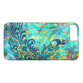 kleurrijke Bright Turquoise Peacock Abstract Case-Mate iPhone Case (Achterkant (Horizontaal))