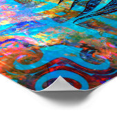 kleurrijke Bright Turquoise Peacock Abstract Poster (Hoek)