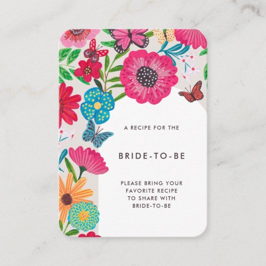 Kleurrijke Bright Wildflower Bridal Deel een recep Informatiekaartje (Voorkant)
