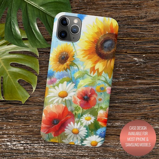 Kleurrijke Bright Wildflower Floral Waterverf Art Case-Mate iPhone Case