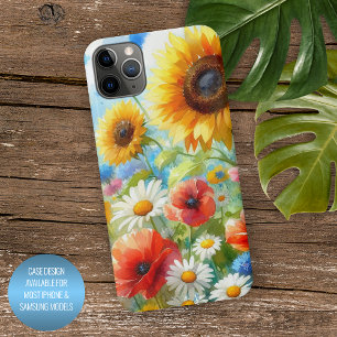Kleurrijke Bright Wildflower Floral Waterverf Art iPhone 11Pro Max Hoesje