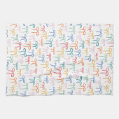 Kleurrijke Brights Simple Bow Doodle Patroon Theedoek (Horizontaal)