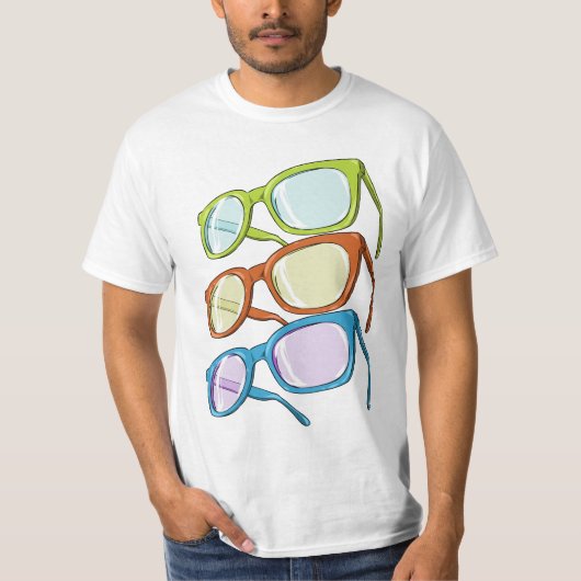 Kleurrijke bril t-shirt (Voorkant)