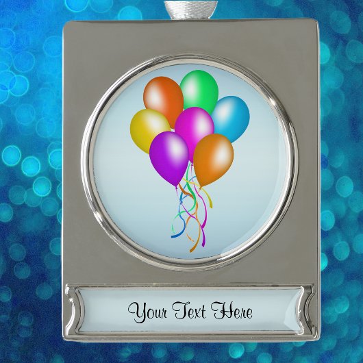 Kleurrijke bril van ballonnen verzilverd banner ornament