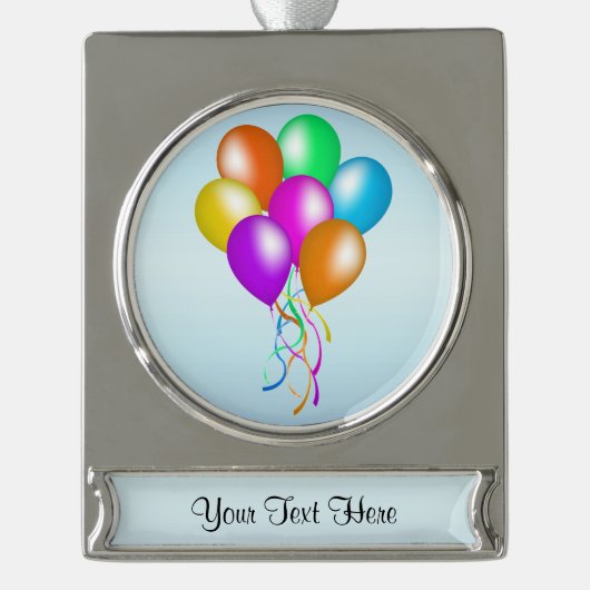 Kleurrijke bril van ballonnen verzilverd banner ornament (Voorkant)