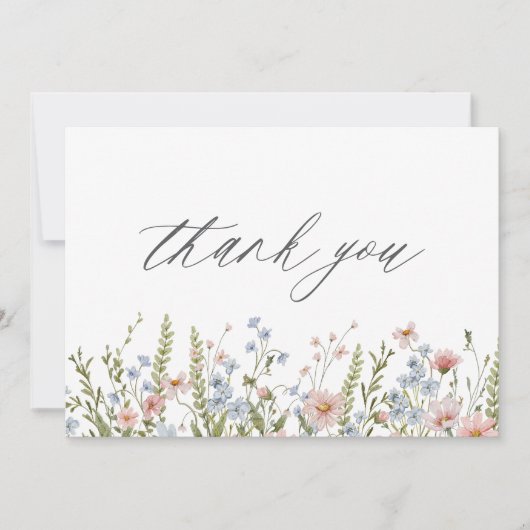 Kleurrijke Bruidsdouche met Wilde Bloemen Bedankkaart (Voorkant)