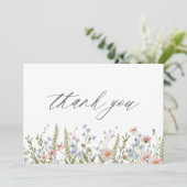 Kleurrijke Bruidsdouche met Wilde Bloemen Bedankkaart (Staand voorkant)