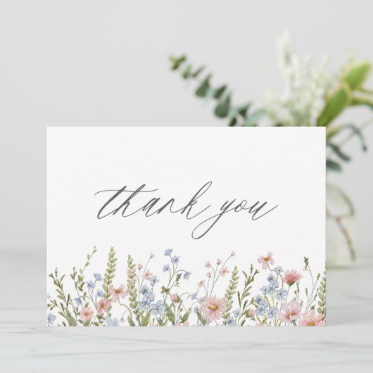 Kleurrijke Bruidsdouche met Wilde Bloemen Bedankkaart (Staand voorkant)