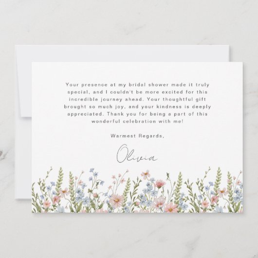 Kleurrijke Bruidsdouche met Wilde Bloemen Bedankkaart (Achterkant)