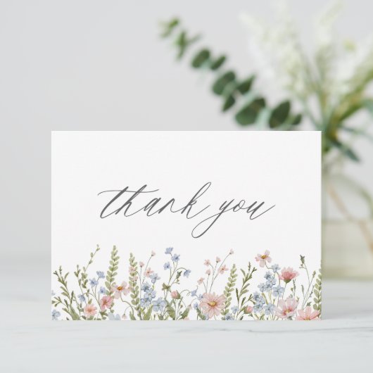 Kleurrijke Bruidsdouche met Wilde Bloemen Bedankkaart (Staand voorkant)