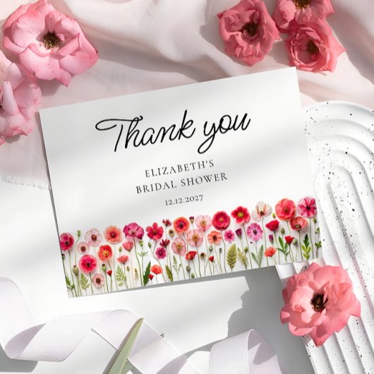 Kleurrijke Bruidsdouche met Wilde Bloemen: Dank je Kaart