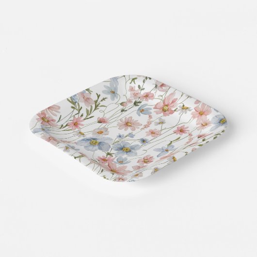 Kleurrijke bruidsdouche met wilde bloemen in tuine papieren bordje (Gebogen)